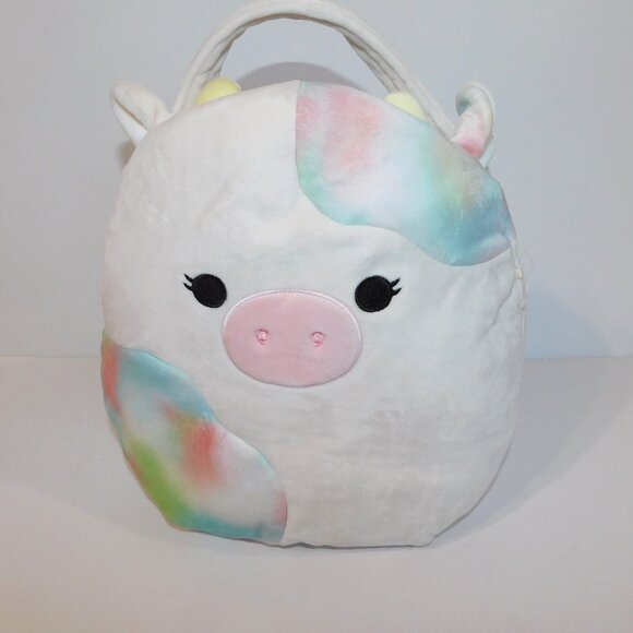 2023 Squishmallows Original 12" Candess Cow Easter Basket Plush Treat Pail - Picture 1 of 7